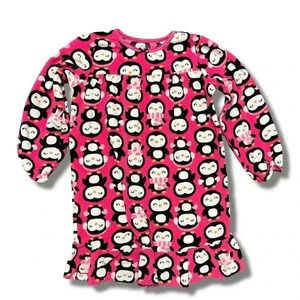 Carter's Girls Pink Penguin Fleece Nightgown Size S Winter Pajamas